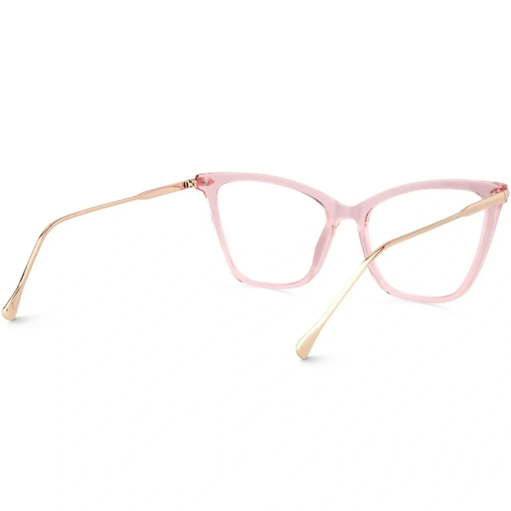 ZEELOOL Pale Pink -5.00 Prescription Large Catseye Frame Fashion Glasses